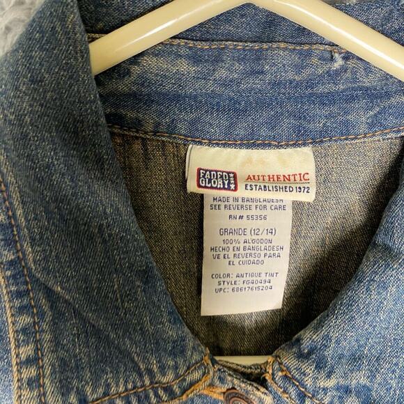 Vintage Faded Glory womens long sleeve denim jean button up dress y2k collar L - Picture 6 of 13